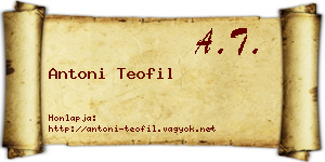 Antoni Teofil névjegykártya
